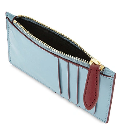 Shop Diane Von Furstenberg Leather Card Holder In Dusty Aqua