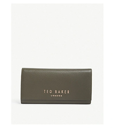 Shop Ted Baker Lura Matinee Leather Wallet In Khaki
