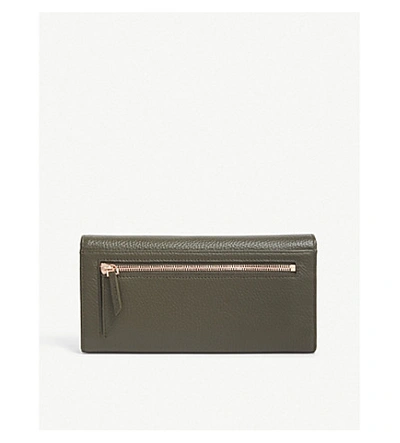 Shop Ted Baker Lura Matinee Leather Wallet In Khaki