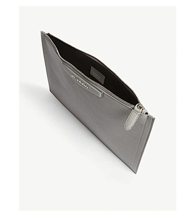 Shop Givenchy Antigona Grained Leather Pouch In Pearl Grey
