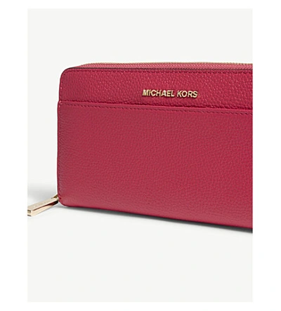 Shop Michael Michael Kors Mercer Continental Leather Wallet In Ultra Pink