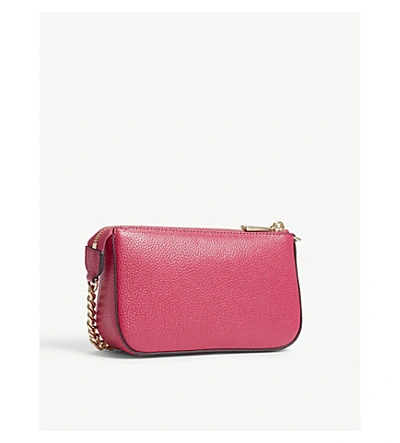 Shop Michael Michael Kors Textured Leather Chain Wallet In Ultra Pink