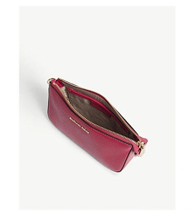 Shop Michael Michael Kors Textured Leather Chain Wallet In Ultra Pink