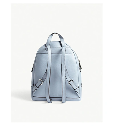 Shop Michael Michael Kors Rhea Medium Leather Backpack In Pale Blue