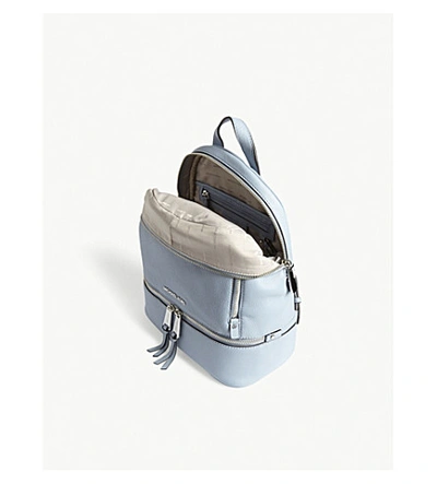 Shop Michael Michael Kors Rhea Medium Leather Backpack In Pale Blue