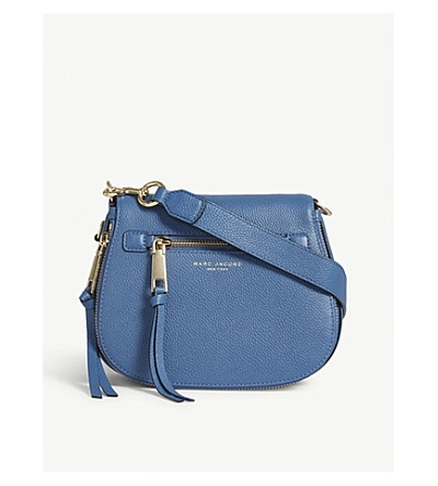 Shop Marc Jacobs Recruit Small Grained Leather Saddle Bag In Vintage Blue