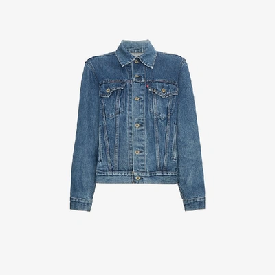 Shop R13 Skull Appliqué Trucker Jacket In Blue