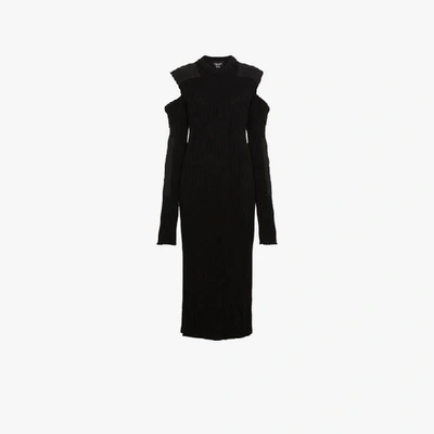 Shop Calvin Klein 205w39nyc Cutout Ribbed Midi Dress In Black