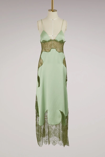Shop Off-white Lace Dress In Green