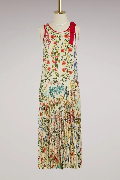 Shop Red Valentino Floral Print Midi Dress In Soya/amarillo