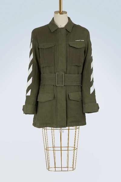Shop Off-white Diag Field Military Jacket In Green Military