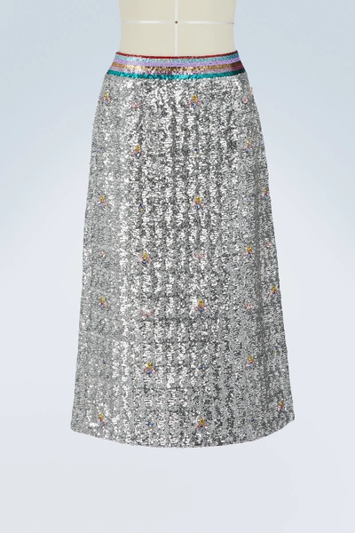 Shop Mary Katrantzou Sigma Sequins Skirt In Silver