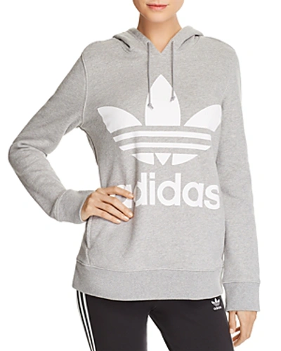 Shop Adidas Originals Trefoil Hooded Sweatshirt In Gray