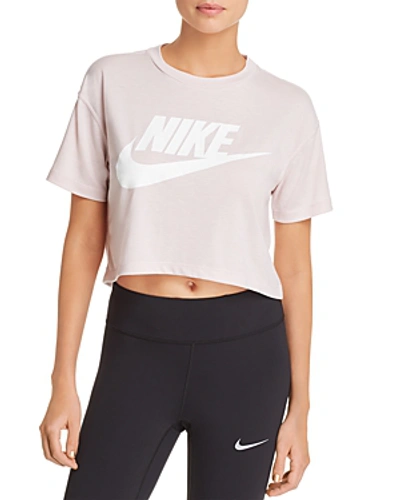 Shop Nike Essential Logo Cropped Tee In Pink