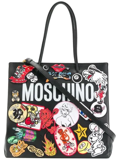 Shop Moschino Logo Patch Tote Bag