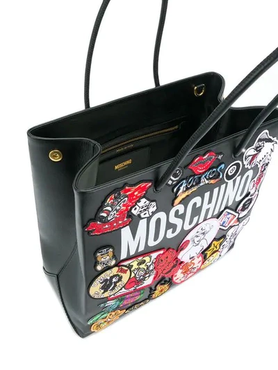 Shop Moschino Logo Patch Tote Bag