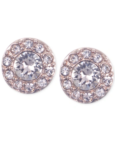 Shop Givenchy Silver-tone Small Crystal Pave Stud Earrings In Pink