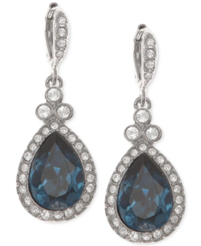 Shop Givenchy Pave & Colored Stone Drop Earrings In Navy Blue