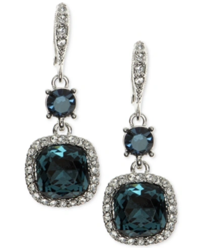 Shop Givenchy Cushion-stone And Crystal Drop Earrings In Blue