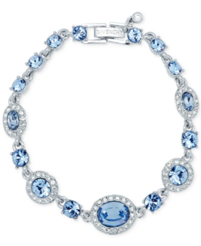 Shop Givenchy Faceted Stone And Pave Link Bracelet In Rhodium