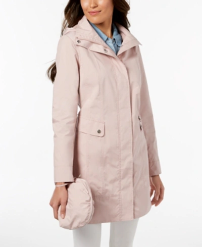 Shop Cole Haan Packable Hooded Raincoat In Canyon Rose