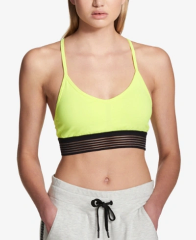 Shop Dkny Sport Shadow-striped Sports Bra In Zest Yellow