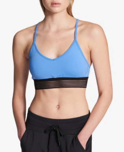 Shop Dkny Sport Shadow-striped Sports Bra In Ultra Marine