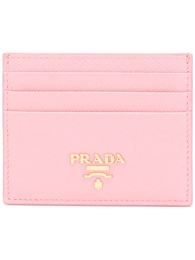 Shop Prada Logo Plaque Cardholder In F0442