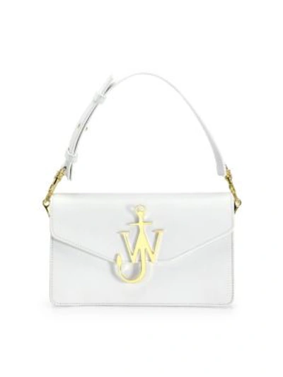 Shop Jw Anderson Leather Logo Handbag In White