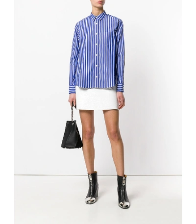 Shop Sacai Blue/white Striped Poplin Shirt