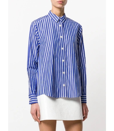 Shop Sacai Blue/white Striped Poplin Shirt
