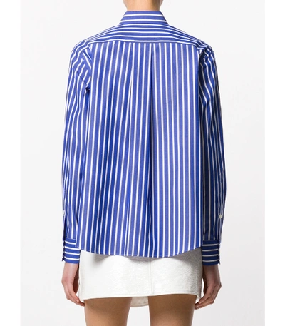 Shop Sacai Blue/white Striped Poplin Shirt