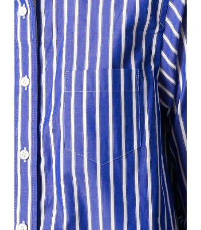 Shop Sacai Blue/white Striped Poplin Shirt