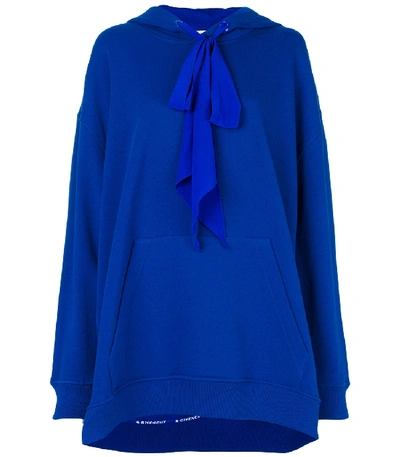 Shop Givenchy Blue Oversized Hooded Sweatshirt