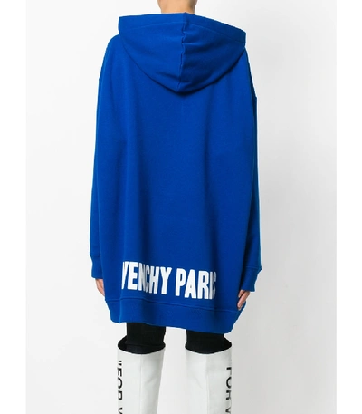 Shop Givenchy Blue Oversized Hooded Sweatshirt