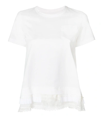 Shop Sacai White Tiered Hem T-shirt