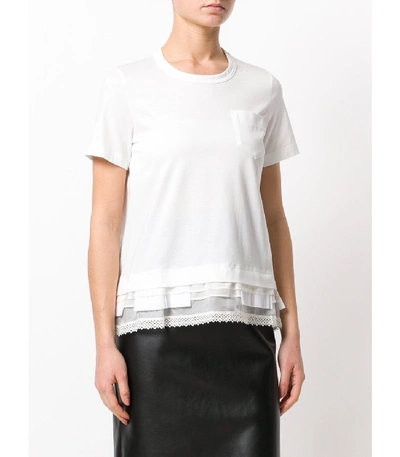 Shop Sacai White Tiered Hem T-shirt