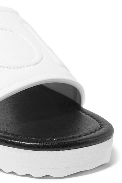 Shop Loewe Logo-embossed Leather Slides In White