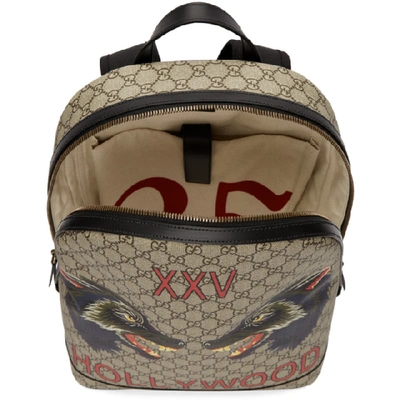 Shop Gucci Beige Gg Supreme Xxv Hollywood Wolf Backpack In 8697 Beige