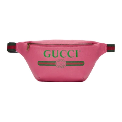 Shop Gucci Pink Leather Logo Fanny Pack