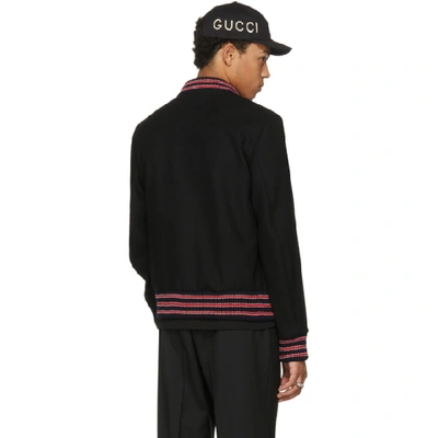 Shop Gucci Black Bee Bomber Jacket In 1300 Black