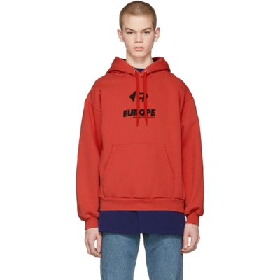 Europe-print Hooded Sweatshirt In Red | ModeSens