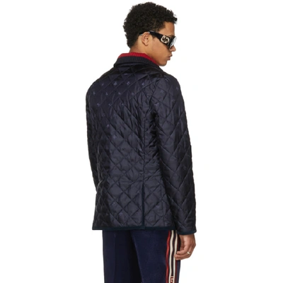 Shop Gucci Blue Bee Quilted Jacket In 4080 Blue
