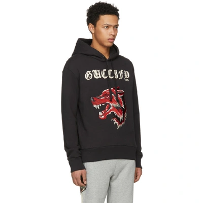 Gucci Fy Cotton Sweatshirt With Wolf In Washed-black | ModeSens