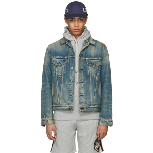 gucci tiger embroidered denim jacket