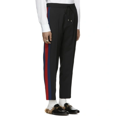 Shop Gucci Black Stripe Cropped Trousers In 1387 Black