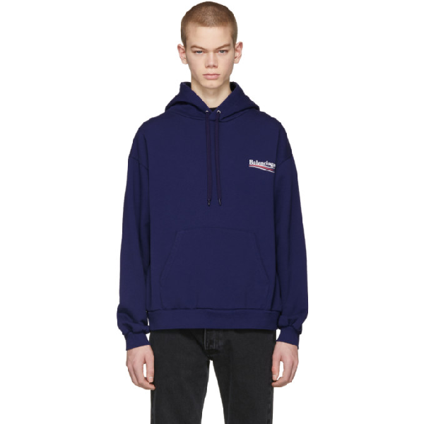 Balenciaga Blue Campaign Logo Hoodie 