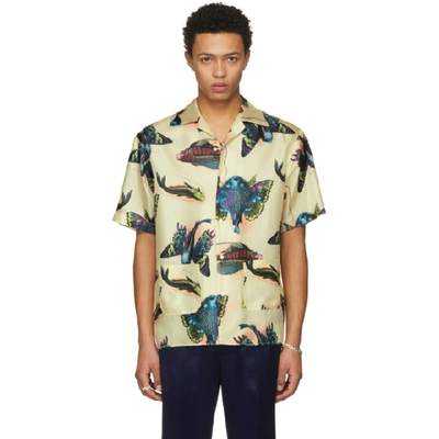 Gucci Fish-print Short-sleeved Silk-satin Twill Shirt In Cream Multi |  ModeSens