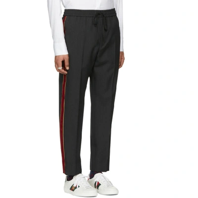 Shop Gucci Grey Plain Military Wool Trousers In 1355 Dk Gre