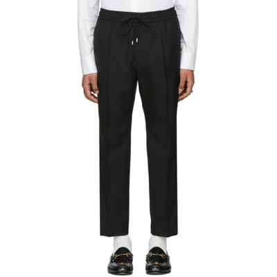 Shop Gucci Black Plain Military Wool Trousers In 1000 Black